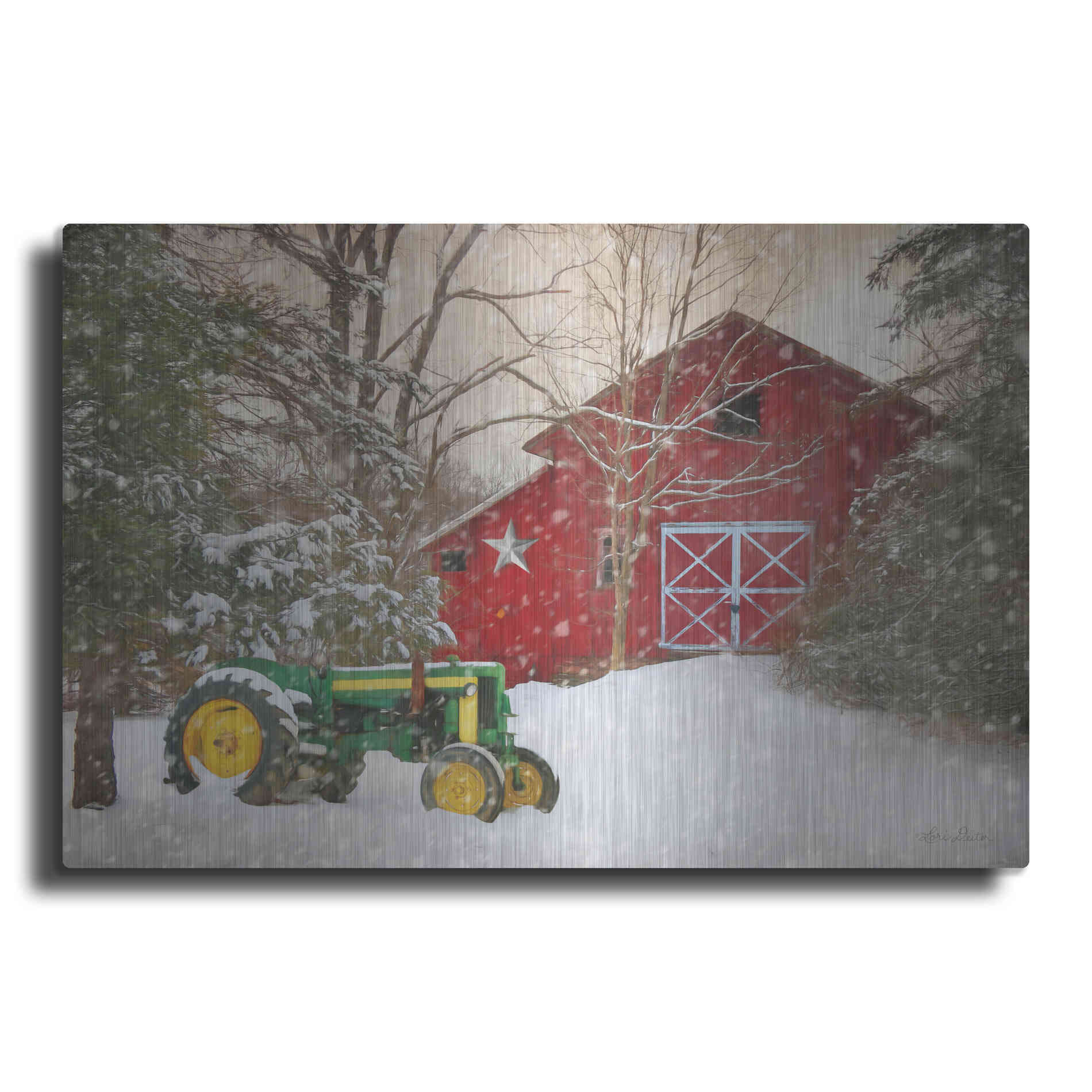 Luxe Metal Art 'Winter at the Barn' by Lori Deiter, Metal Wall Art