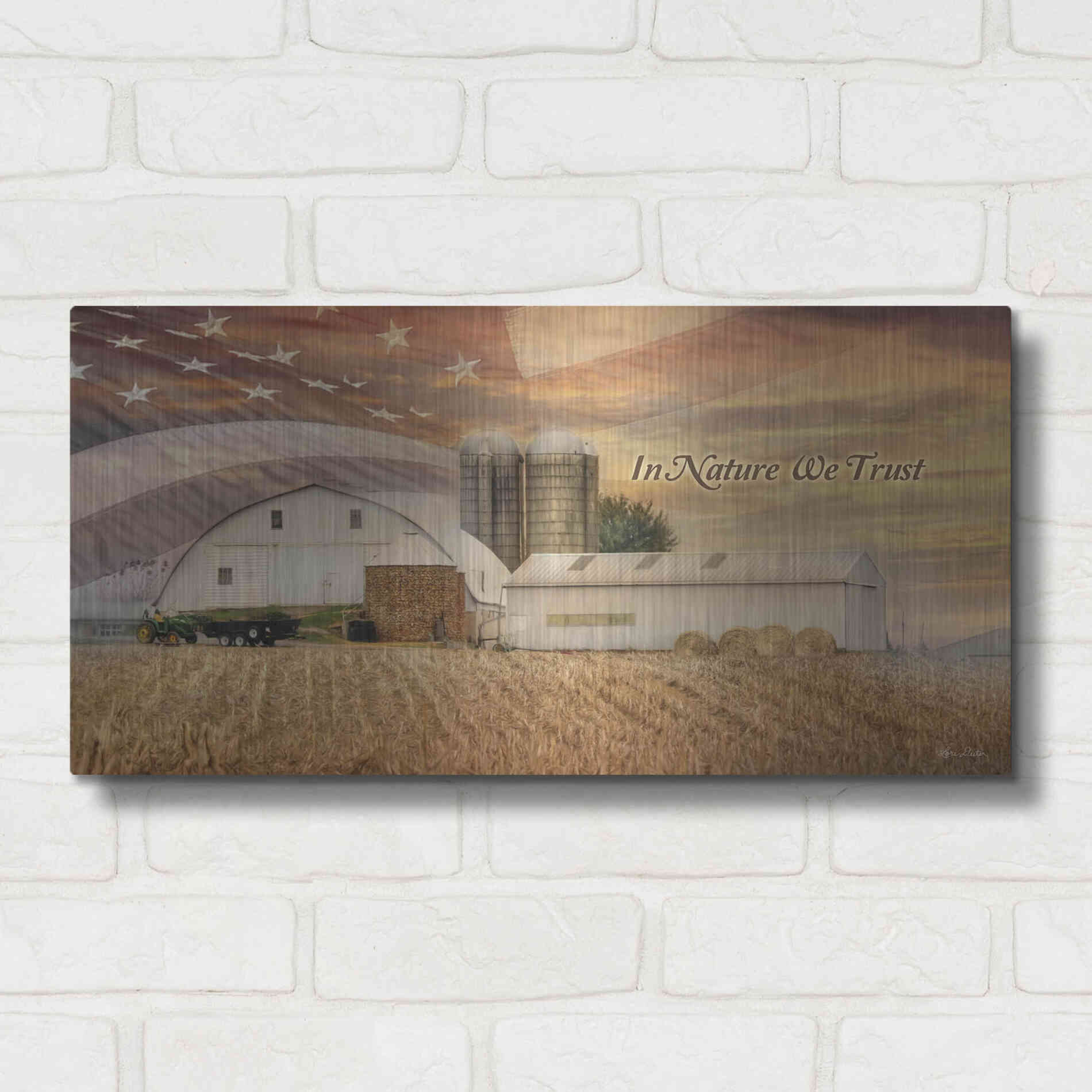 Luxe Metal Art 'In Nature We Trust' by Lori Deiter, Metal Wall Art,24x12