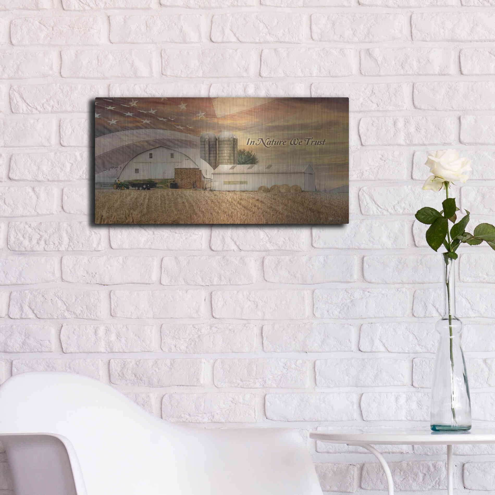 Luxe Metal Art 'In Nature We Trust' by Lori Deiter, Metal Wall Art,24x12