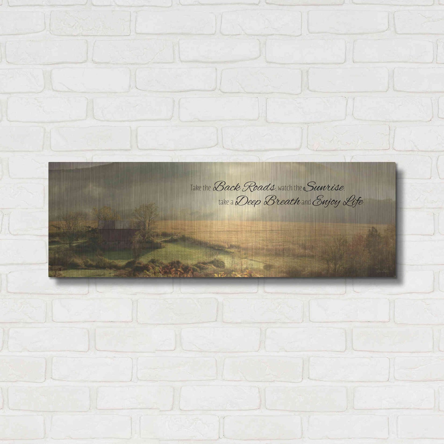 Luxe Metal Art 'Enjoy Life' by Lori Deiter, Metal Wall Art,36x12