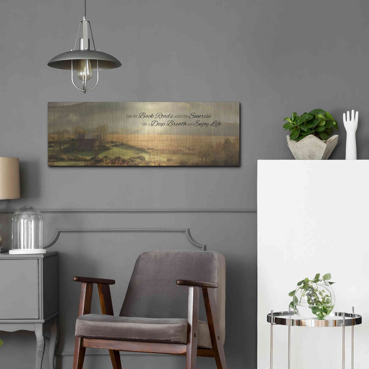 Luxe Metal Art 'Enjoy Life' by Lori Deiter, Metal Wall Art,36x12