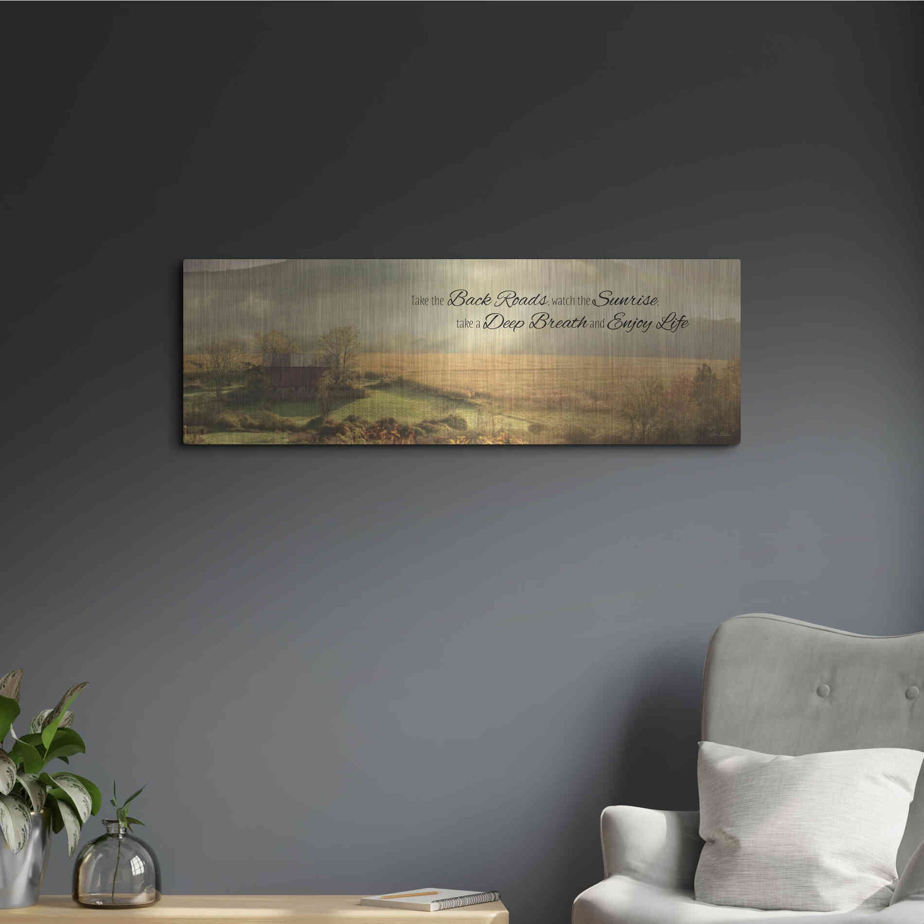 Luxe Metal Art 'Enjoy Life' by Lori Deiter, Metal Wall Art,36x12