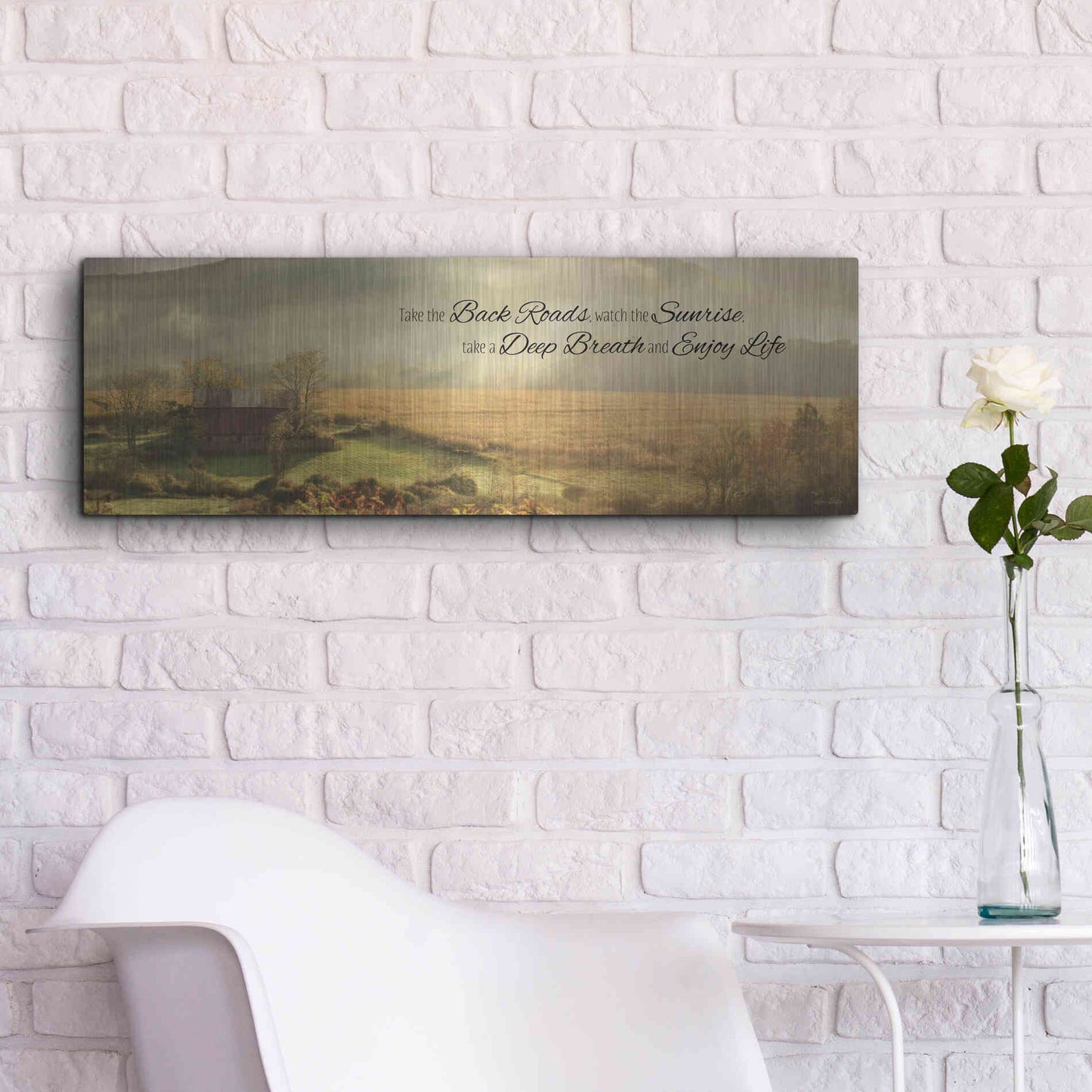 Luxe Metal Art 'Enjoy Life' by Lori Deiter, Metal Wall Art,36x12