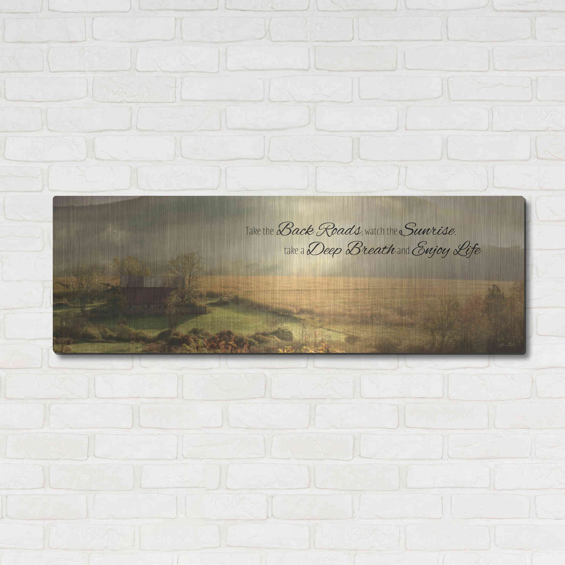 Luxe Metal Art 'Enjoy Life' by Lori Deiter, Metal Wall Art,48x16