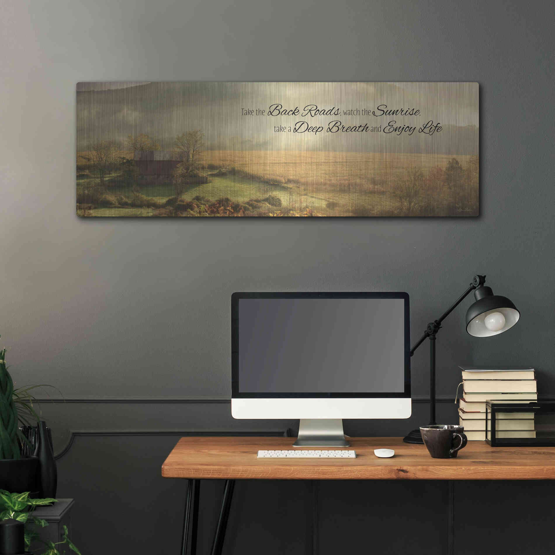 Luxe Metal Art 'Enjoy Life' by Lori Deiter, Metal Wall Art,48x16