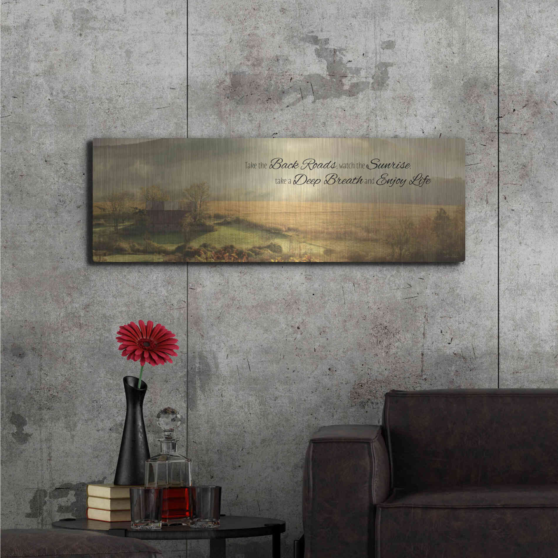 Luxe Metal Art 'Enjoy Life' by Lori Deiter, Metal Wall Art,48x16