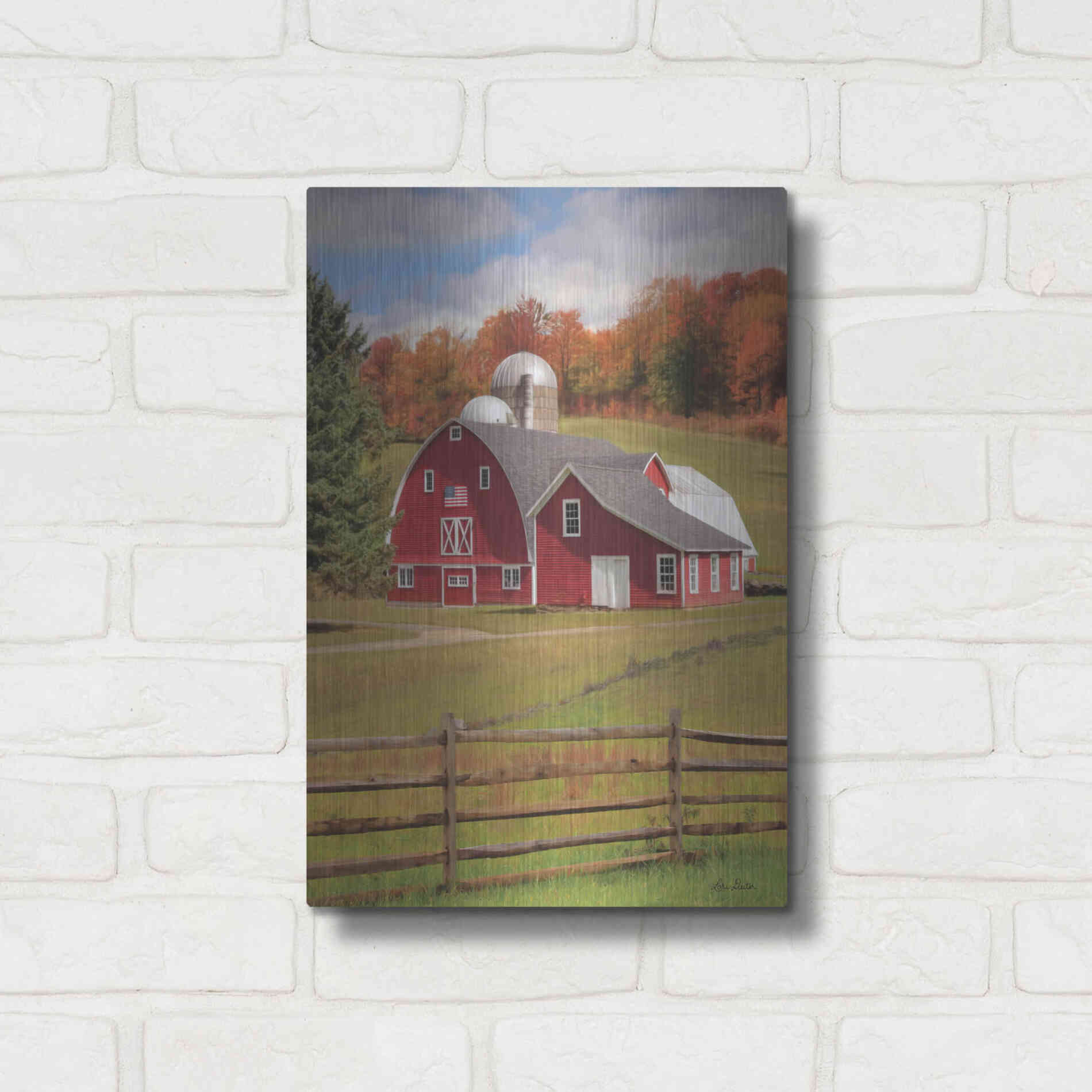 Luxe Metal Art 'One Flag, One Land' by Lori Deiter, Metal Wall Art,12x16