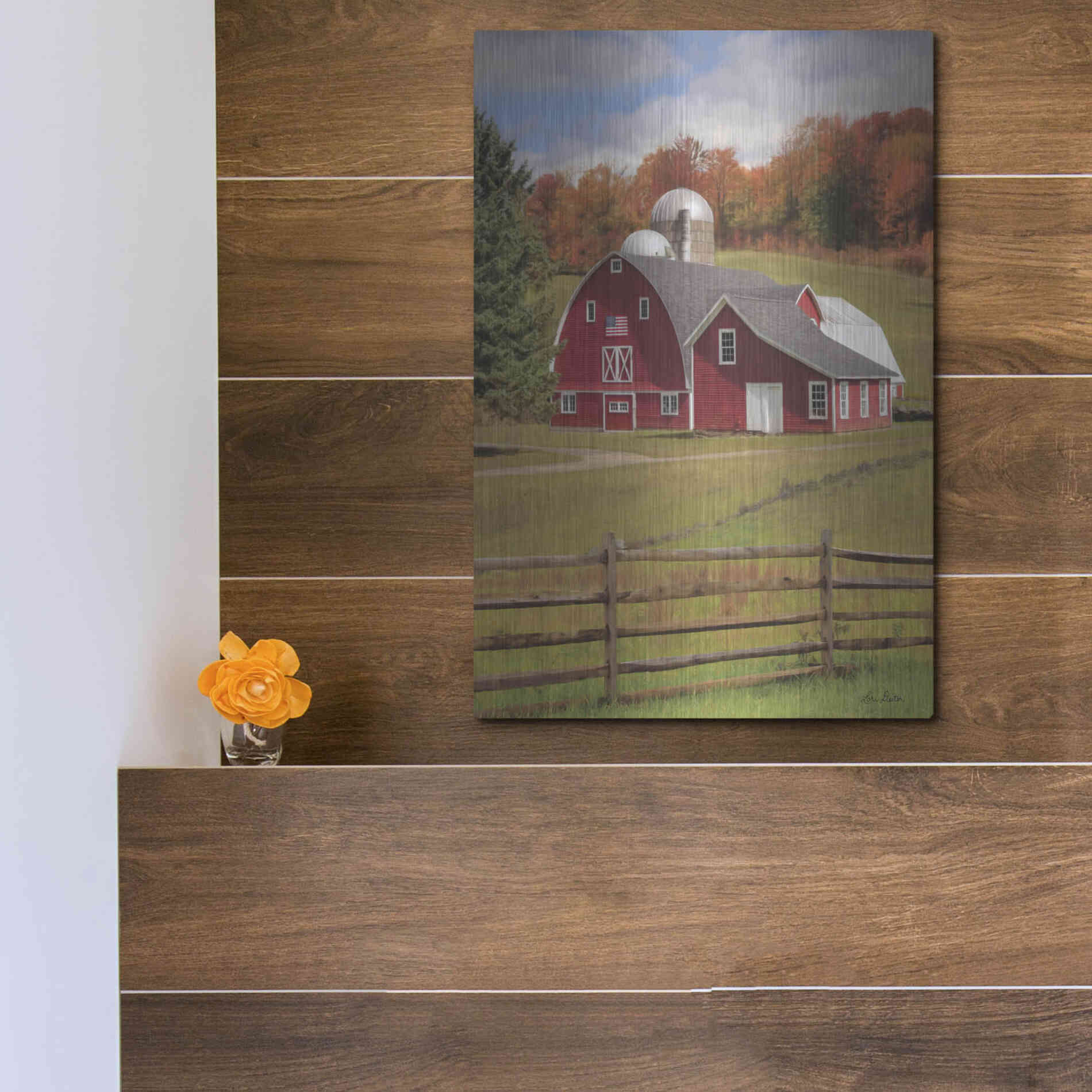 Luxe Metal Art 'One Flag, One Land' by Lori Deiter, Metal Wall Art,12x16