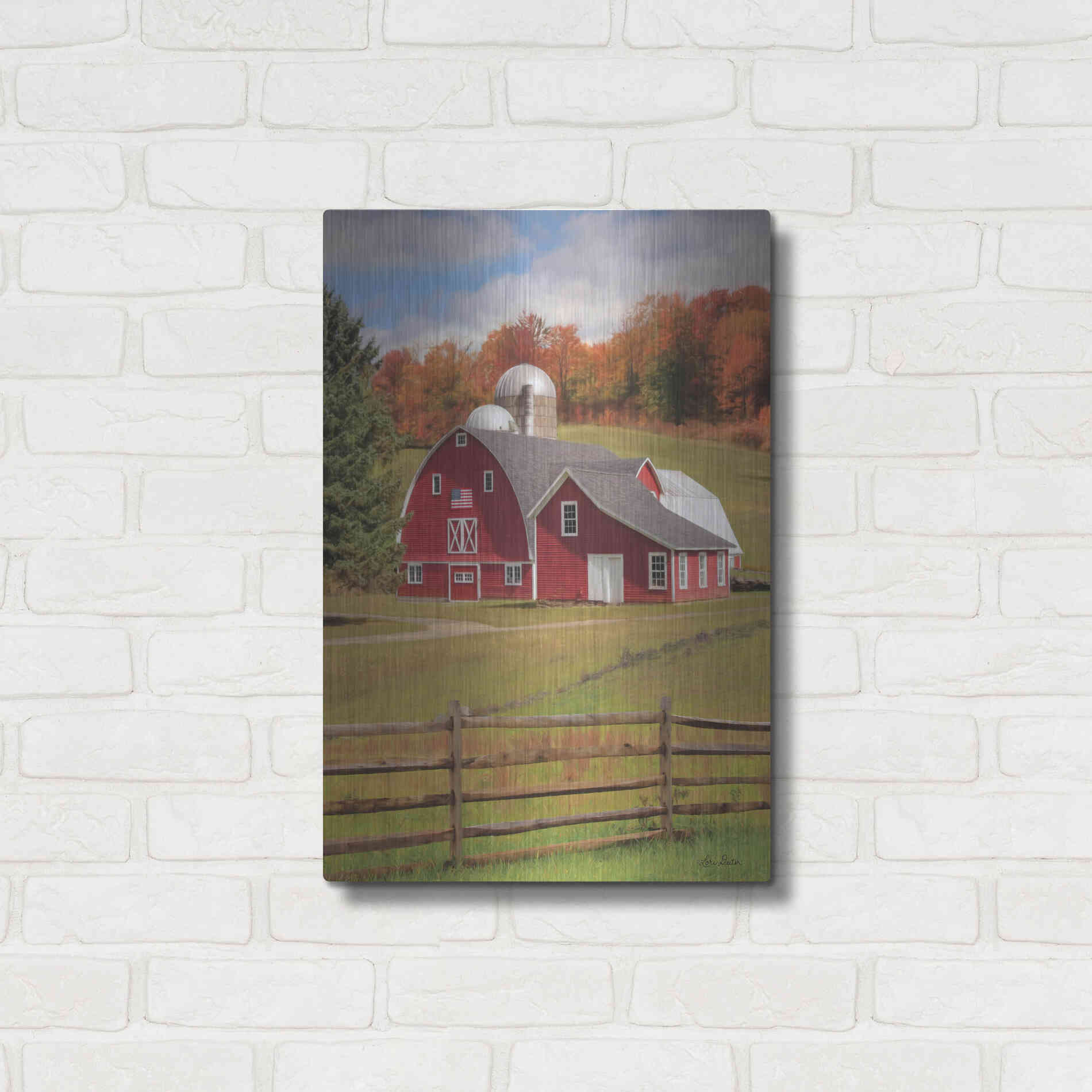 Luxe Metal Art 'One Flag, One Land' by Lori Deiter, Metal Wall Art,16x24