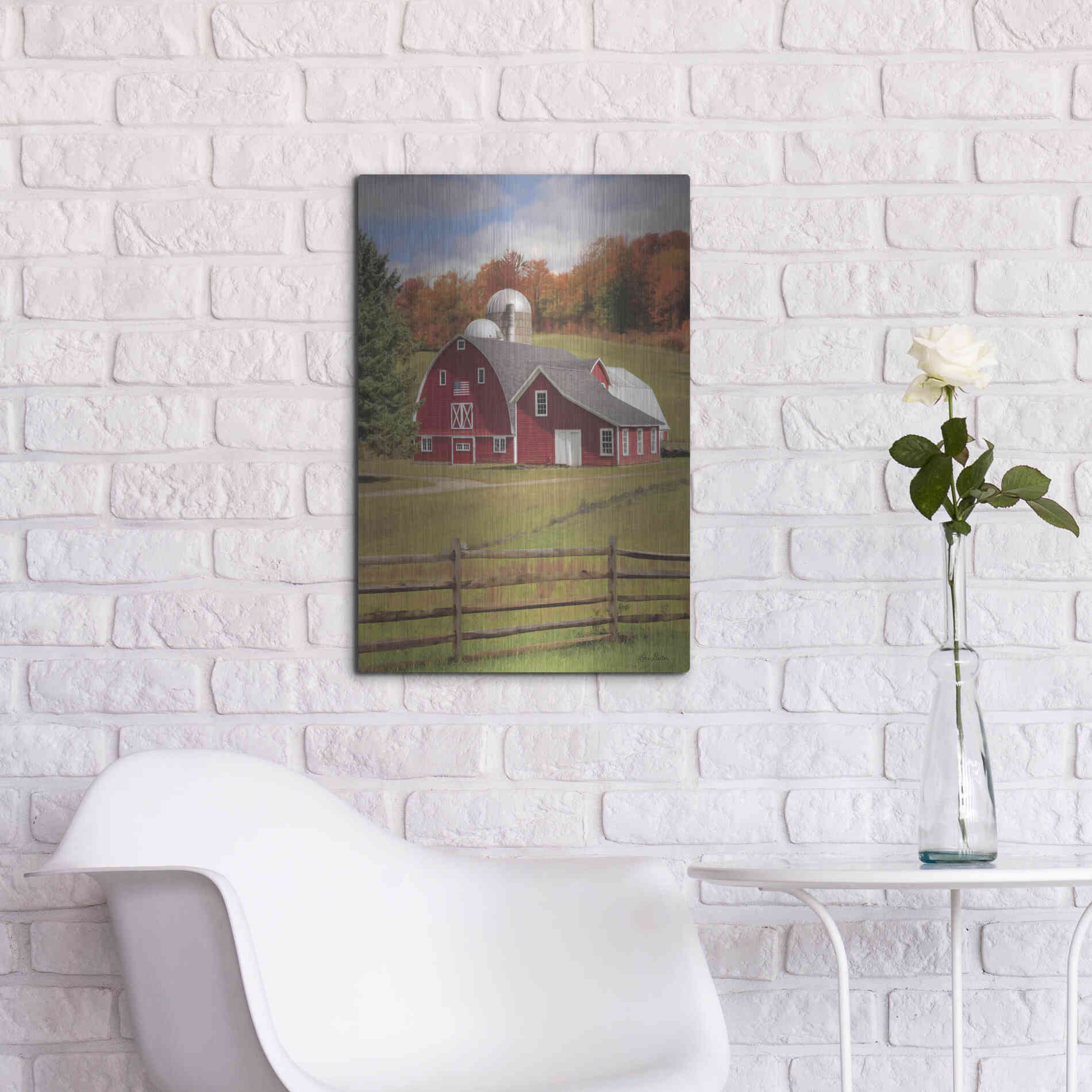 Luxe Metal Art 'One Flag, One Land' by Lori Deiter, Metal Wall Art,16x24