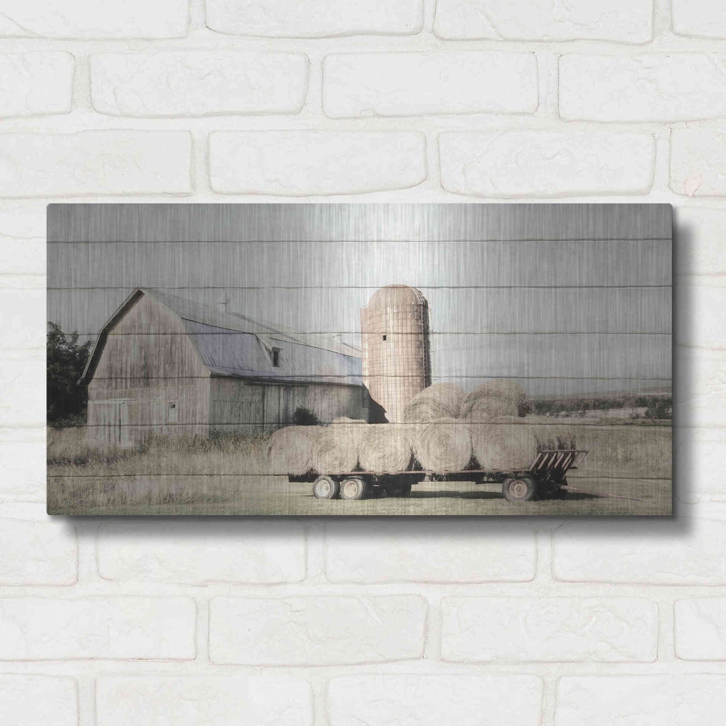 Luxe Metal Art 'Wagon of Hay' by Lori Deiter, Metal Wall Art,24x12