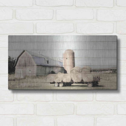 Luxe Metal Art 'Wagon of Hay' by Lori Deiter, Metal Wall Art,24x12