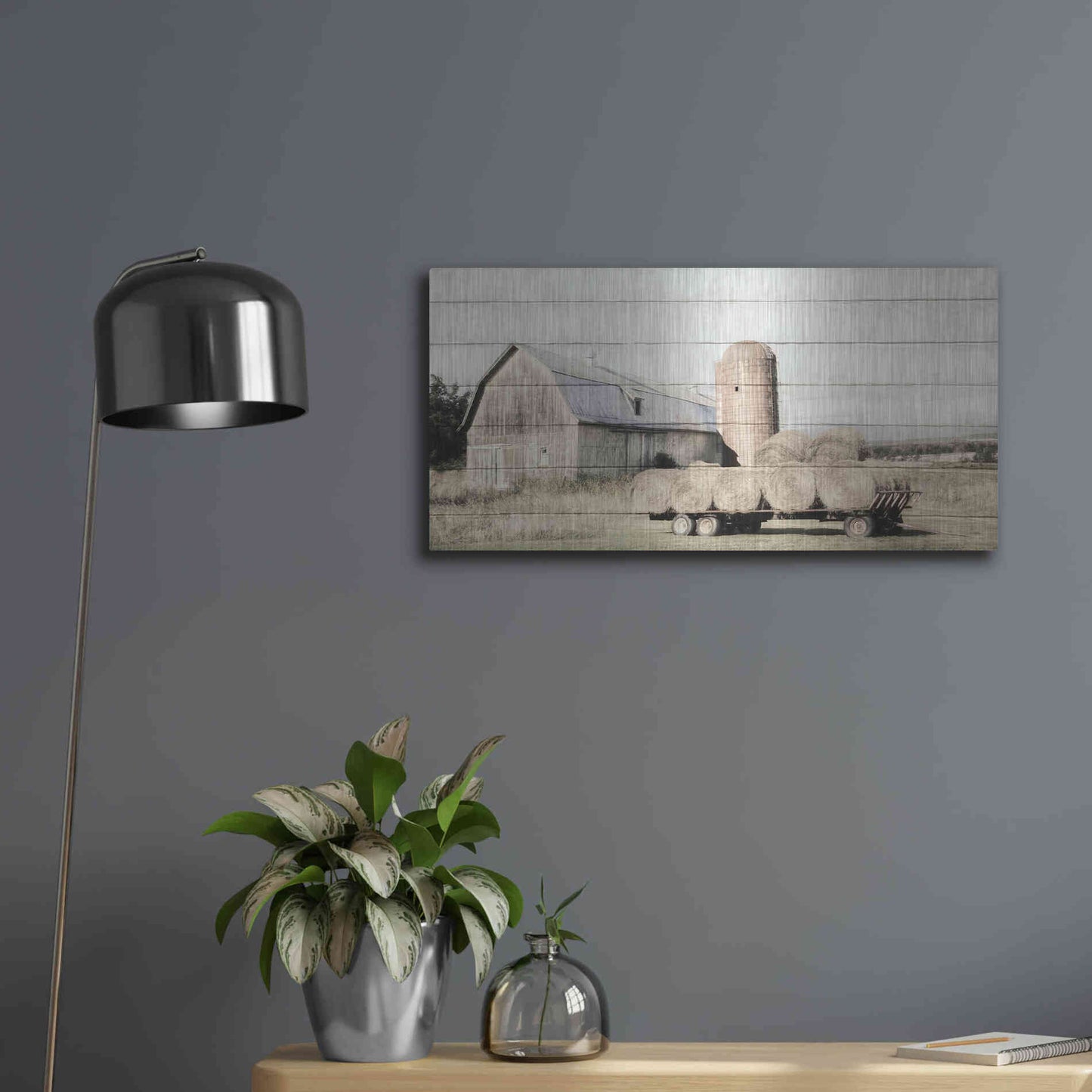 Luxe Metal Art 'Wagon of Hay' by Lori Deiter, Metal Wall Art,24x12
