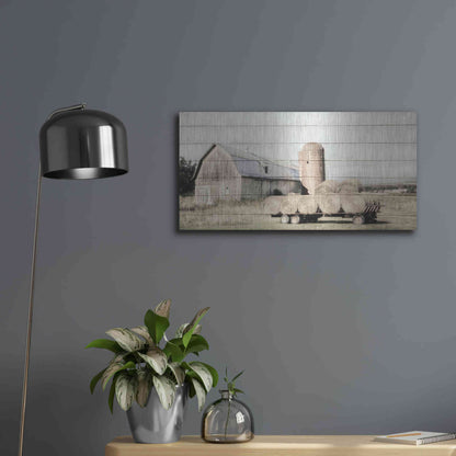 Luxe Metal Art 'Wagon of Hay' by Lori Deiter, Metal Wall Art,24x12