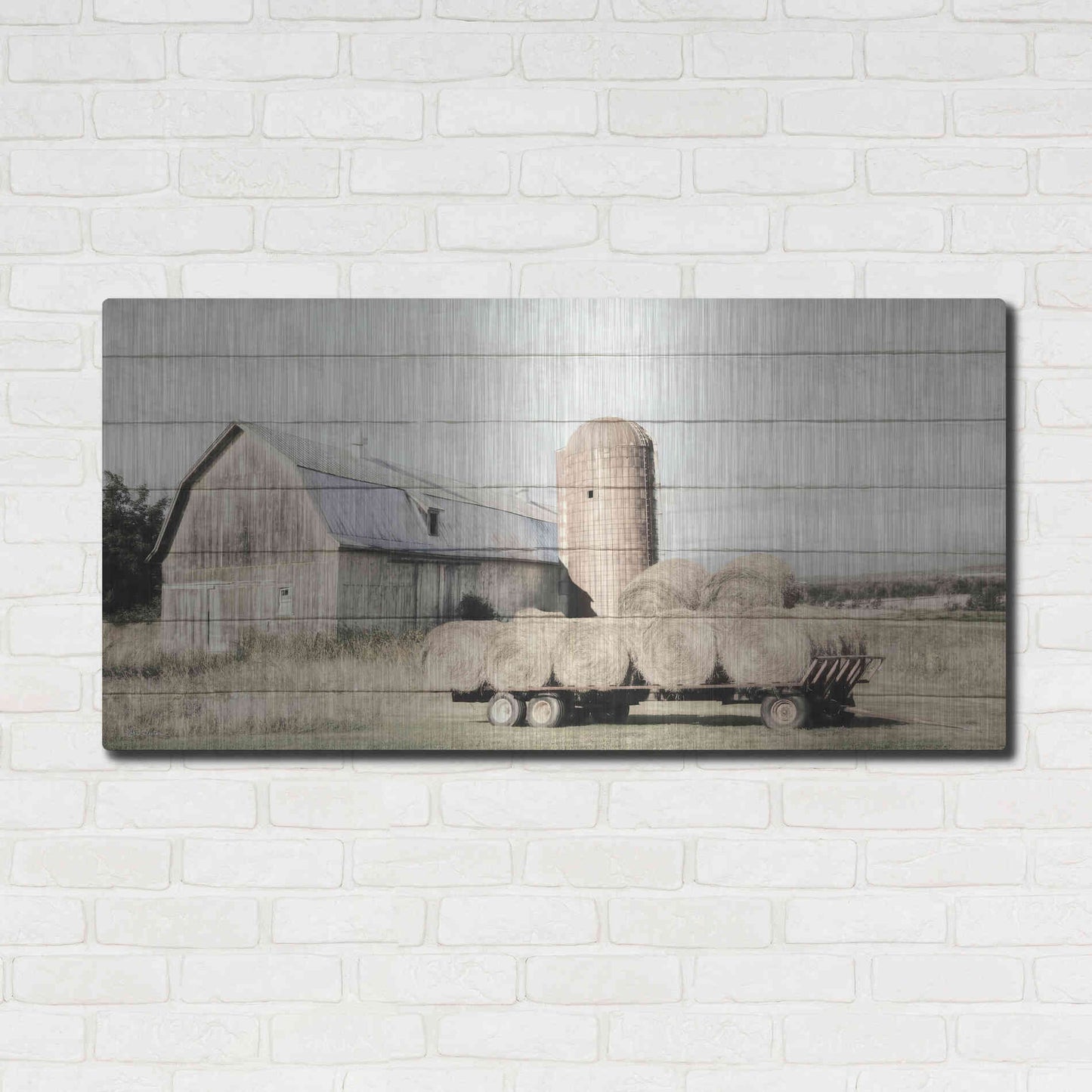 Luxe Metal Art 'Wagon of Hay' by Lori Deiter, Metal Wall Art,48x24