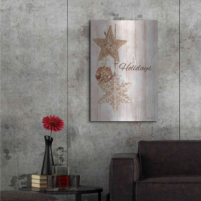 Luxe Metal Art 'Gold Sparkle Happy Holidays' by Lori Deiter, Metal Wall Art,24x36
