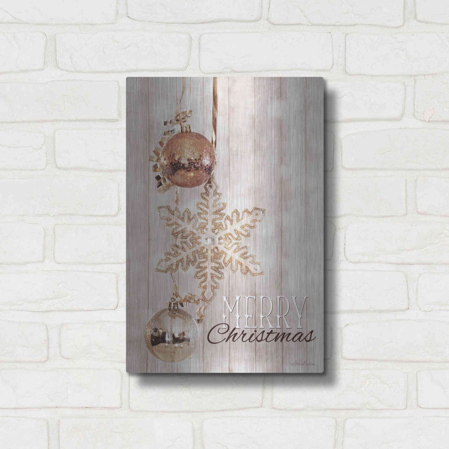 Luxe Metal Art 'Gold Sparkle Merry Christmas' by Lori Deiter, Metal Wall Art,12x16