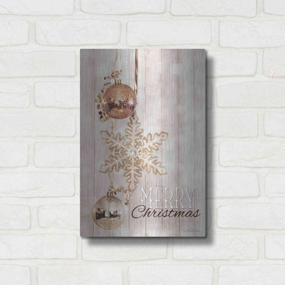 Luxe Metal Art 'Gold Sparkle Merry Christmas' by Lori Deiter, Metal Wall Art,12x16