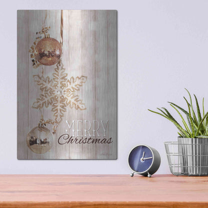 Luxe Metal Art 'Gold Sparkle Merry Christmas' by Lori Deiter, Metal Wall Art,12x16