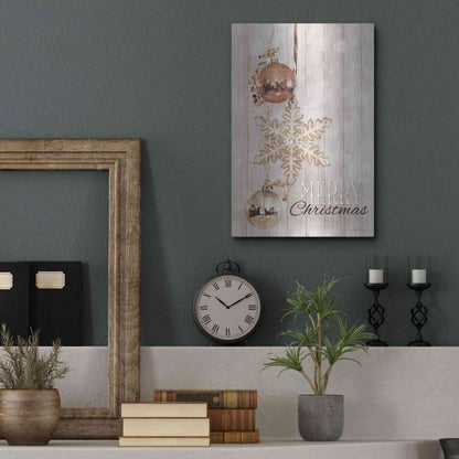 Luxe Metal Art 'Gold Sparkle Merry Christmas' by Lori Deiter, Metal Wall Art,12x16