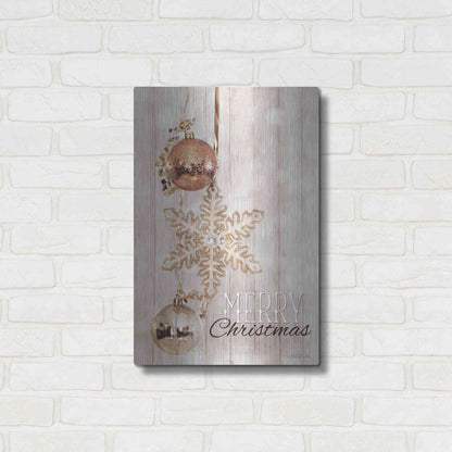 Luxe Metal Art 'Gold Sparkle Merry Christmas' by Lori Deiter, Metal Wall Art,16x24