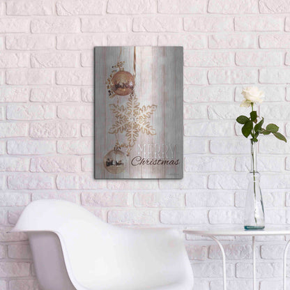 Luxe Metal Art 'Gold Sparkle Merry Christmas' by Lori Deiter, Metal Wall Art,16x24