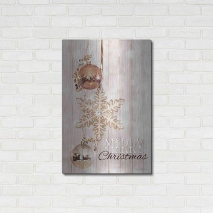 Luxe Metal Art 'Gold Sparkle Merry Christmas' by Lori Deiter, Metal Wall Art,24x36