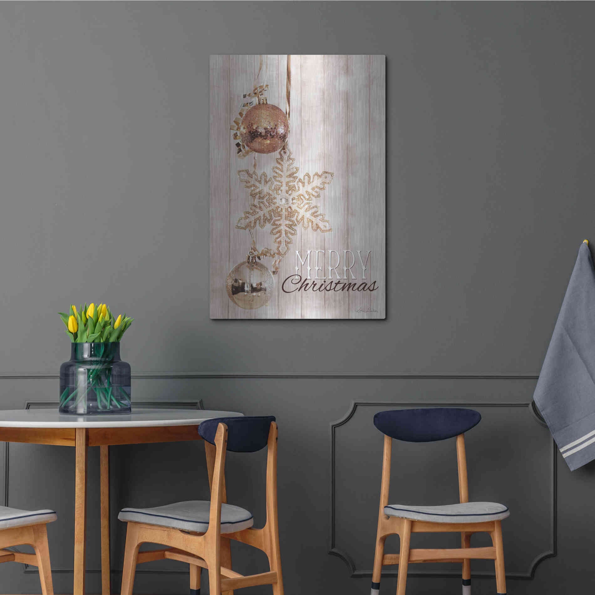 Luxe Metal Art 'Gold Sparkle Merry Christmas' by Lori Deiter, Metal Wall Art,24x36