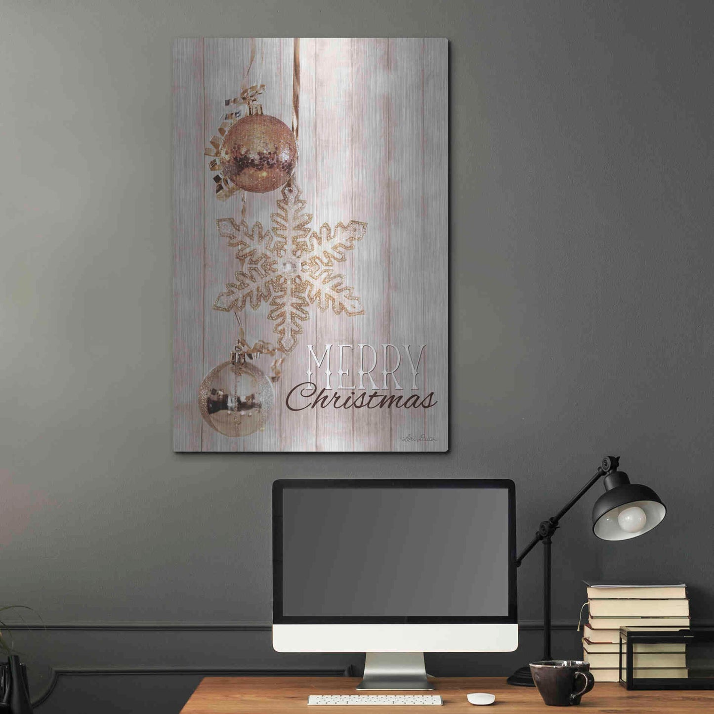 Luxe Metal Art 'Gold Sparkle Merry Christmas' by Lori Deiter, Metal Wall Art,24x36