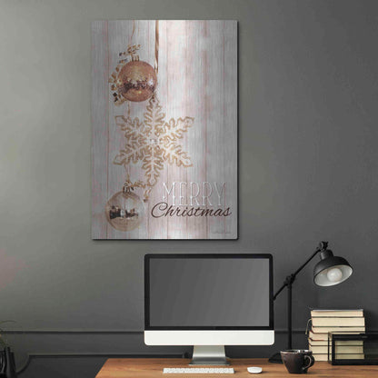 Luxe Metal Art 'Gold Sparkle Merry Christmas' by Lori Deiter, Metal Wall Art,24x36