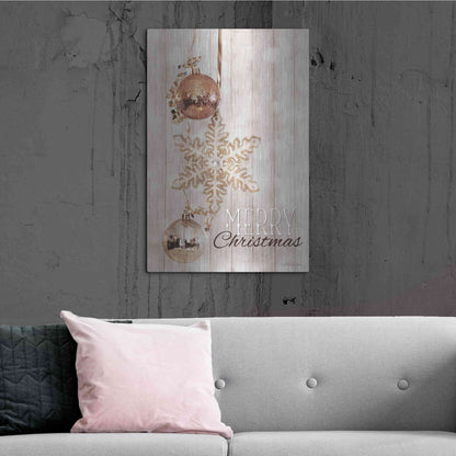 Luxe Metal Art 'Gold Sparkle Merry Christmas' by Lori Deiter, Metal Wall Art,24x36