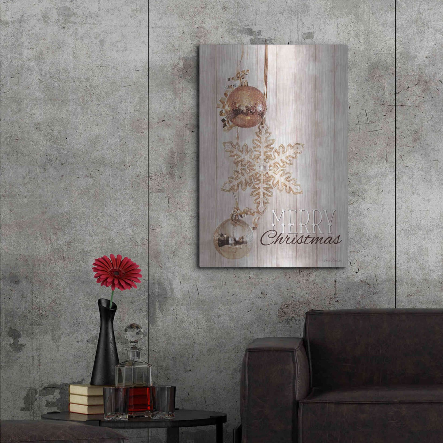 Luxe Metal Art 'Gold Sparkle Merry Christmas' by Lori Deiter, Metal Wall Art,24x36