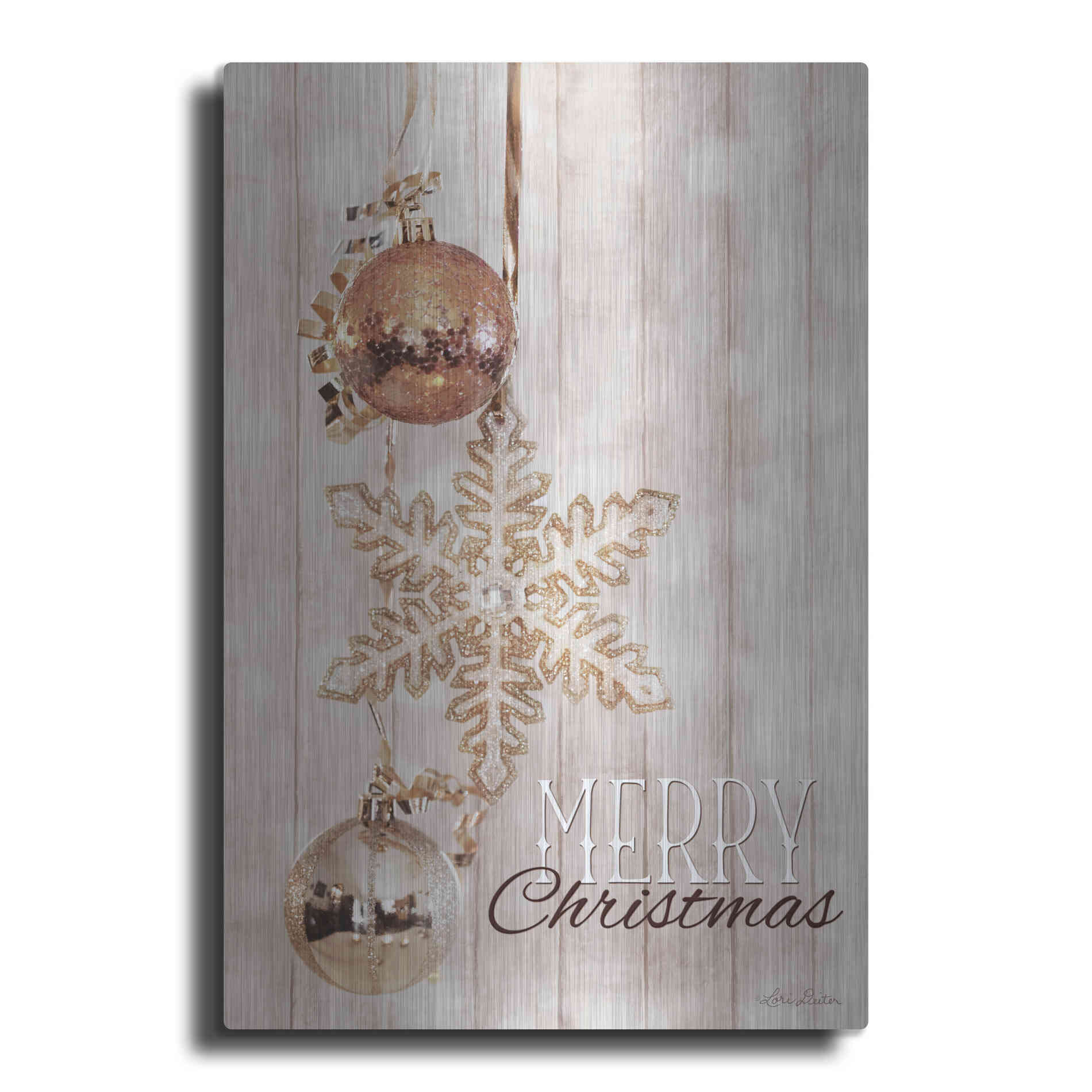 Luxe Metal Art 'Gold Sparkle Merry Christmas' by Lori Deiter, Metal Wall Art