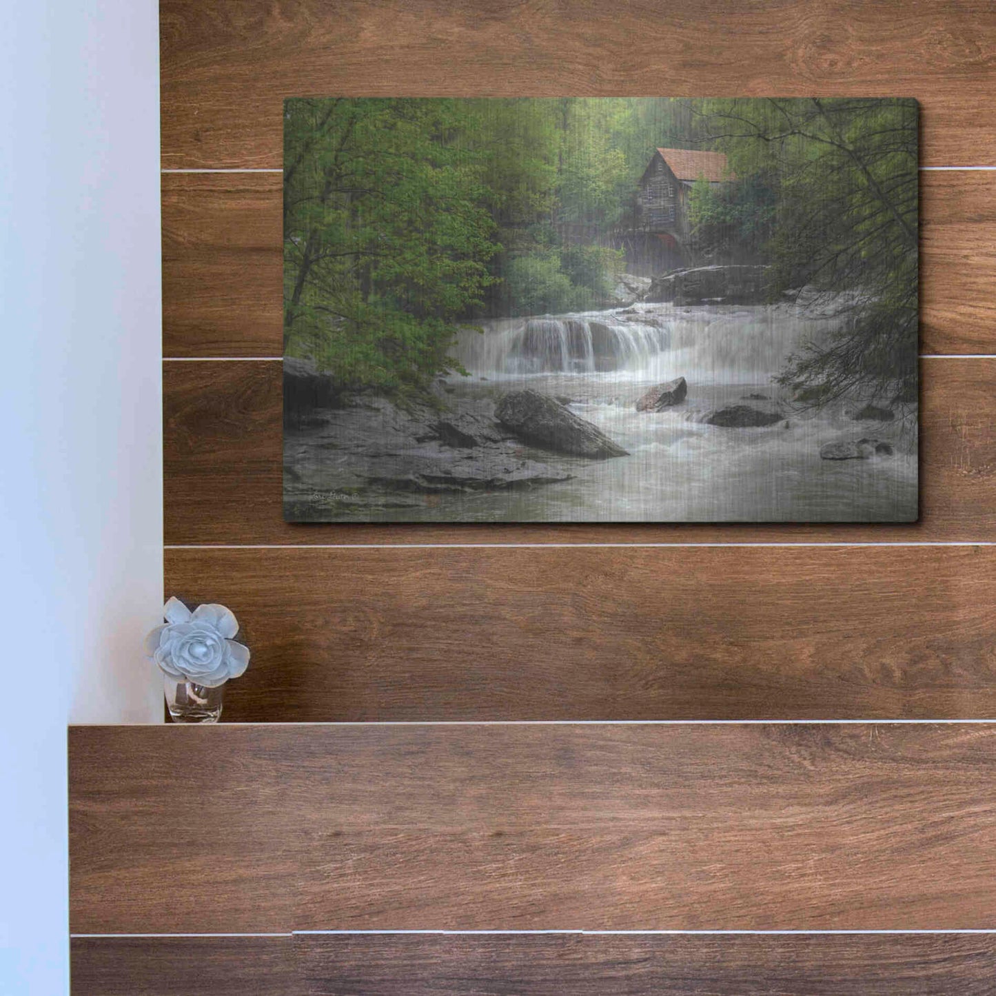 Luxe Metal Art 'Glade Creek Grist Mill' by Lori Deiter, Metal Wall Art,16x12