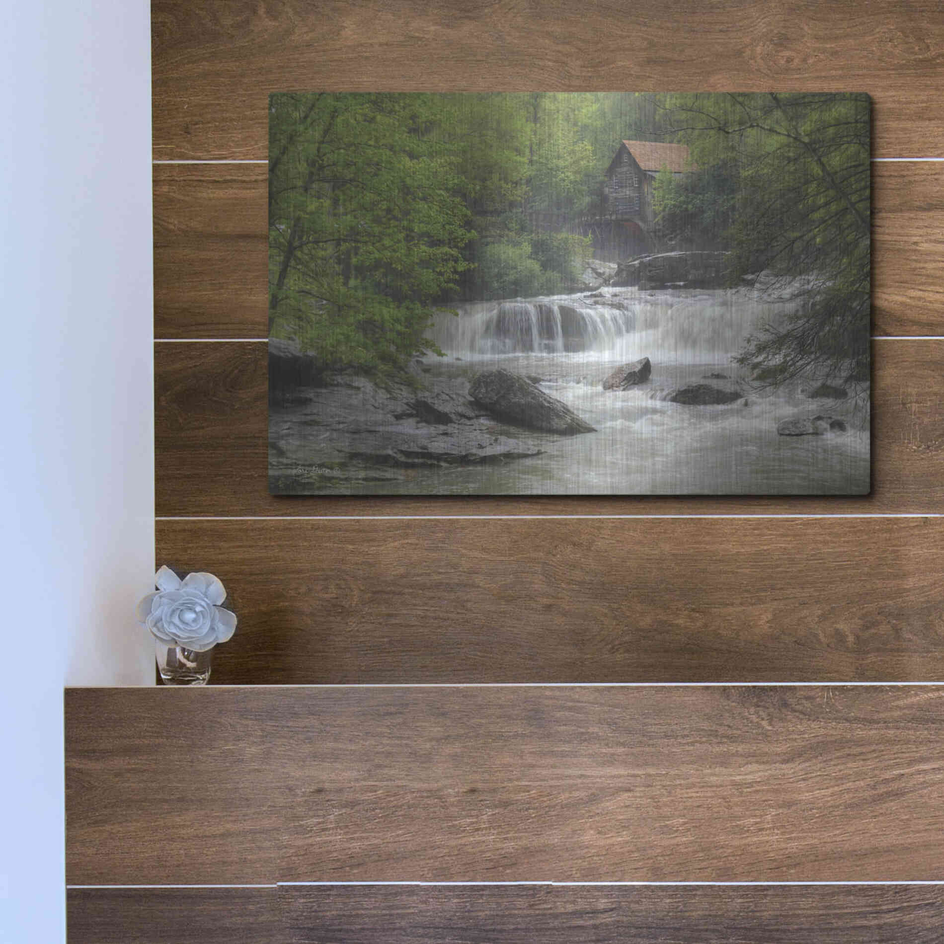 Luxe Metal Art 'Glade Creek Grist Mill' by Lori Deiter, Metal Wall Art,16x12