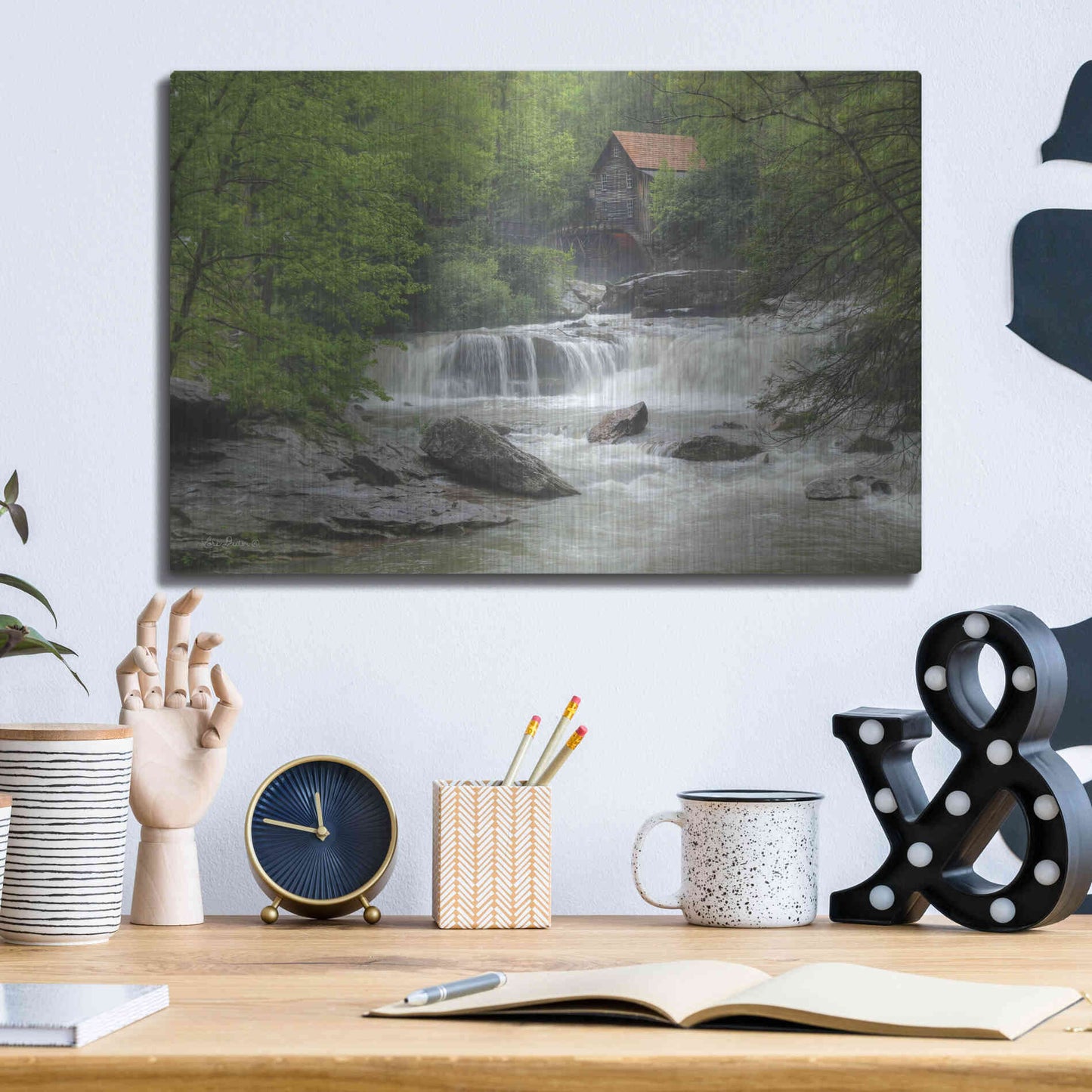 Luxe Metal Art 'Glade Creek Grist Mill' by Lori Deiter, Metal Wall Art,16x12