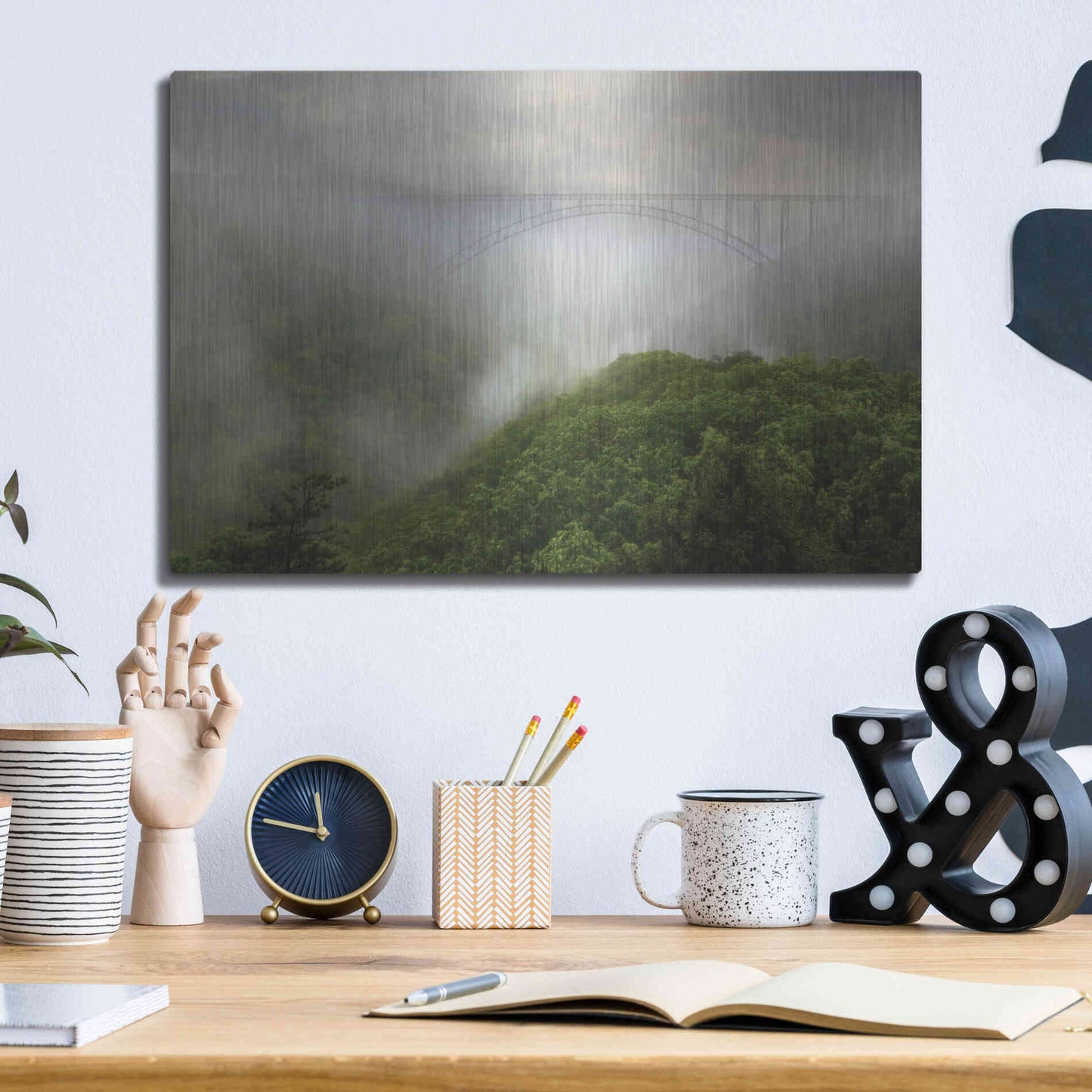 Luxe Metal Art 'New River Gorge Bridge' by Lori Deiter, Metal Wall Art,16x12