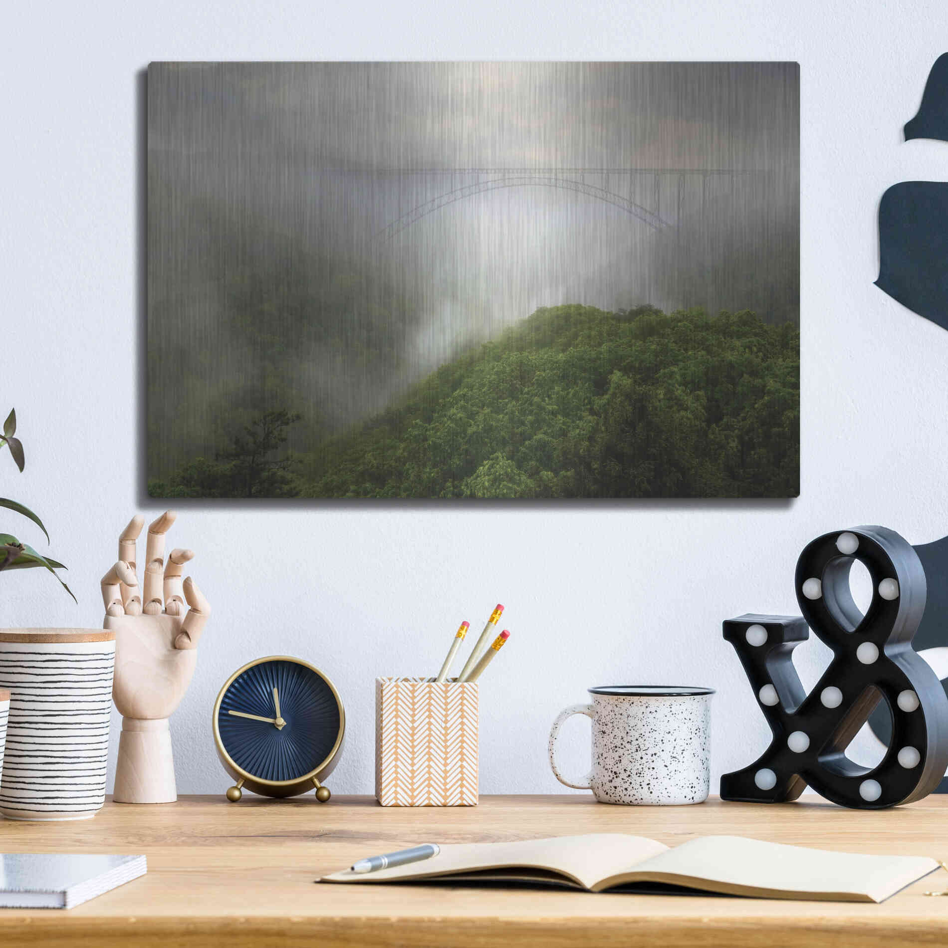 Luxe Metal Art 'New River Gorge Bridge' by Lori Deiter, Metal Wall Art,16x12