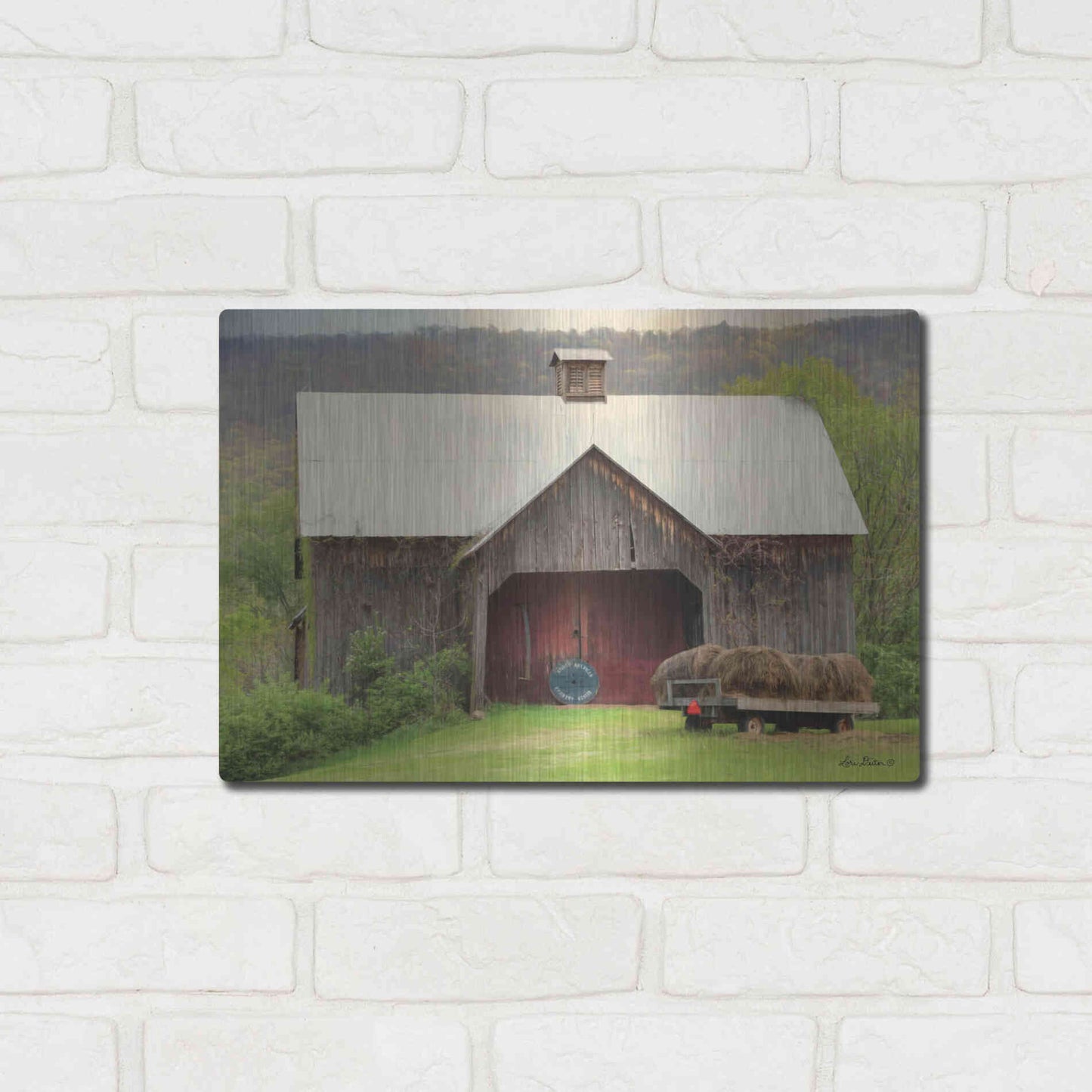 Luxe Metal Art 'Old Hay' by Lori Deiter, Metal Wall Art,16x12