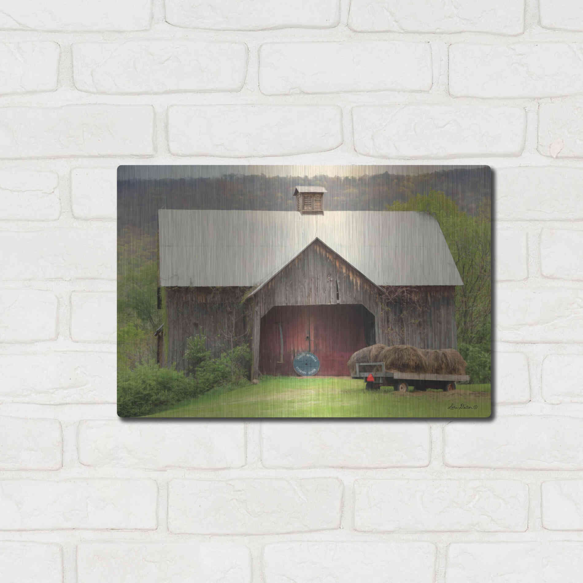 Luxe Metal Art 'Old Hay' by Lori Deiter, Metal Wall Art,16x12