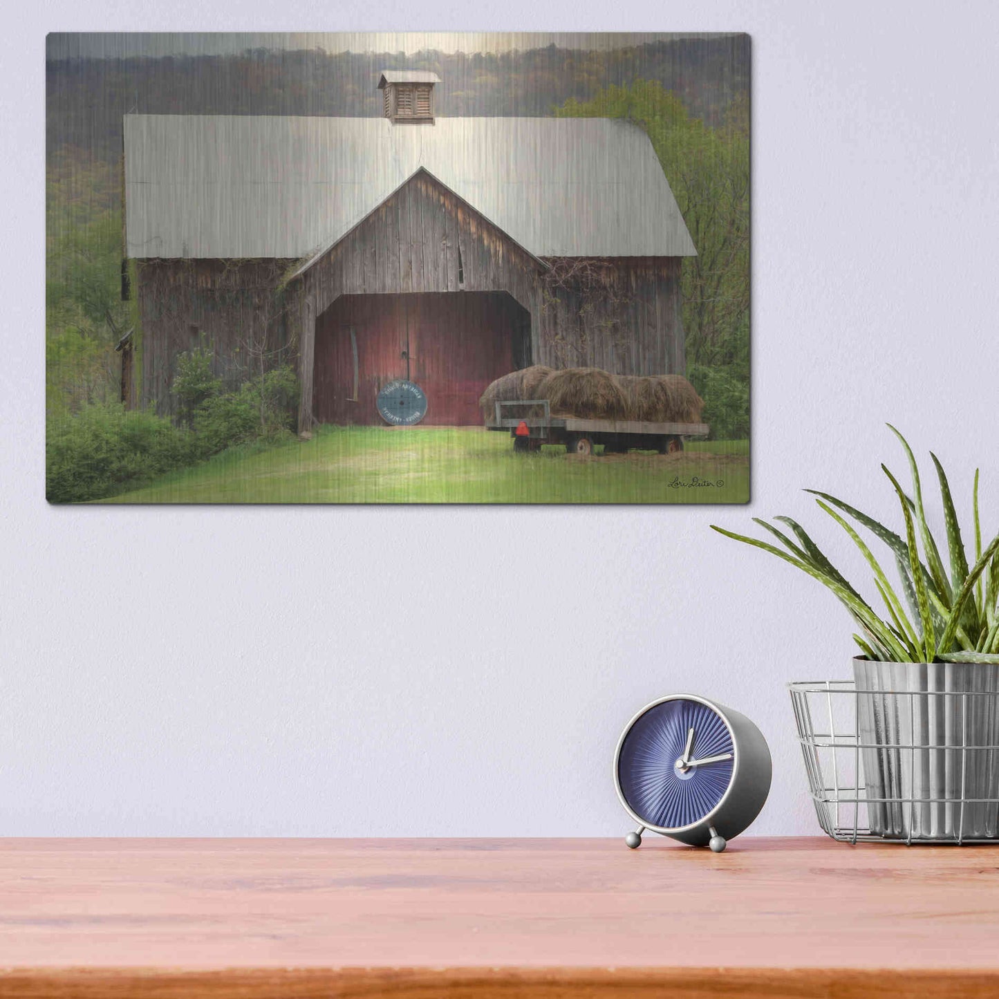 Luxe Metal Art 'Old Hay' by Lori Deiter, Metal Wall Art,16x12