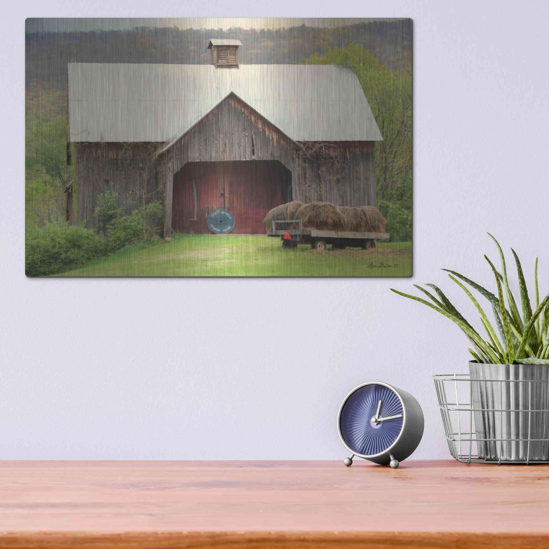 Luxe Metal Art 'Old Hay' by Lori Deiter, Metal Wall Art,16x12