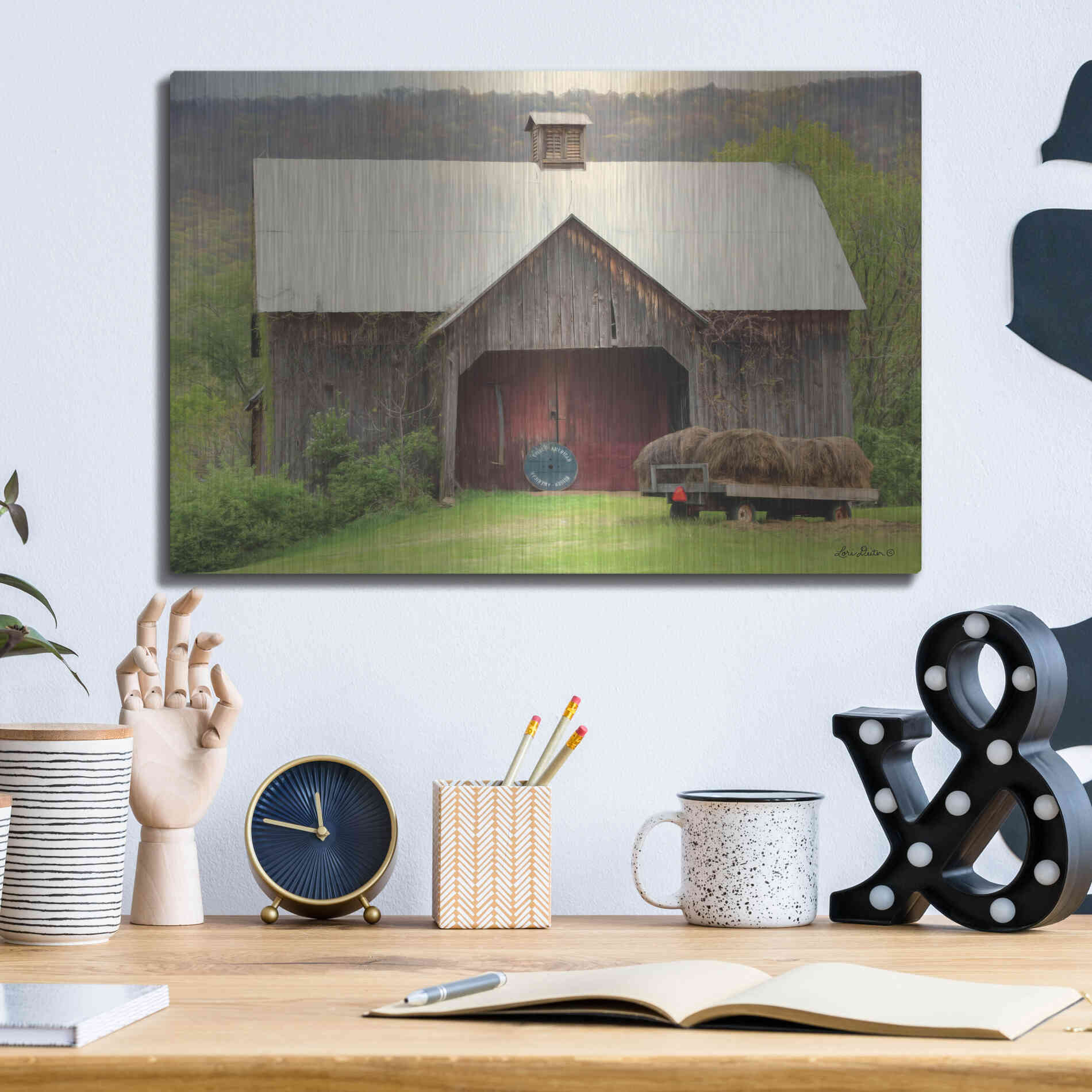 Luxe Metal Art 'Old Hay' by Lori Deiter, Metal Wall Art,16x12