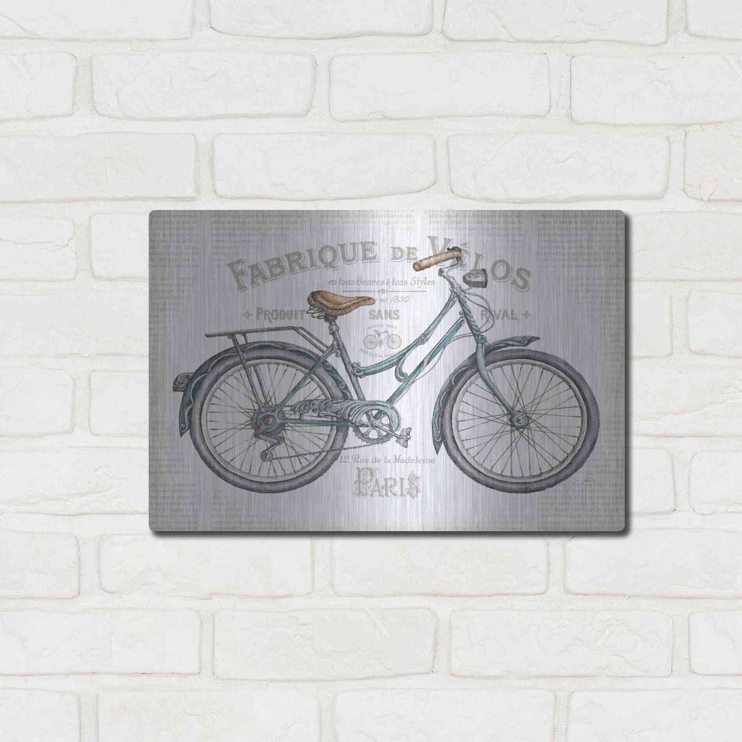 Luxe Metal Art 'Bicycles I v2' by Daphne Brissonet, Metal Wall Art,16x12