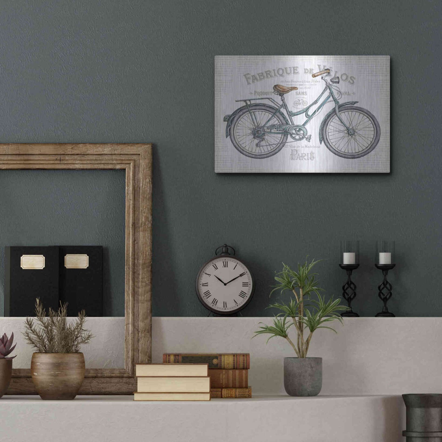 Luxe Metal Art 'Bicycles I v2' by Daphne Brissonet, Metal Wall Art,16x12