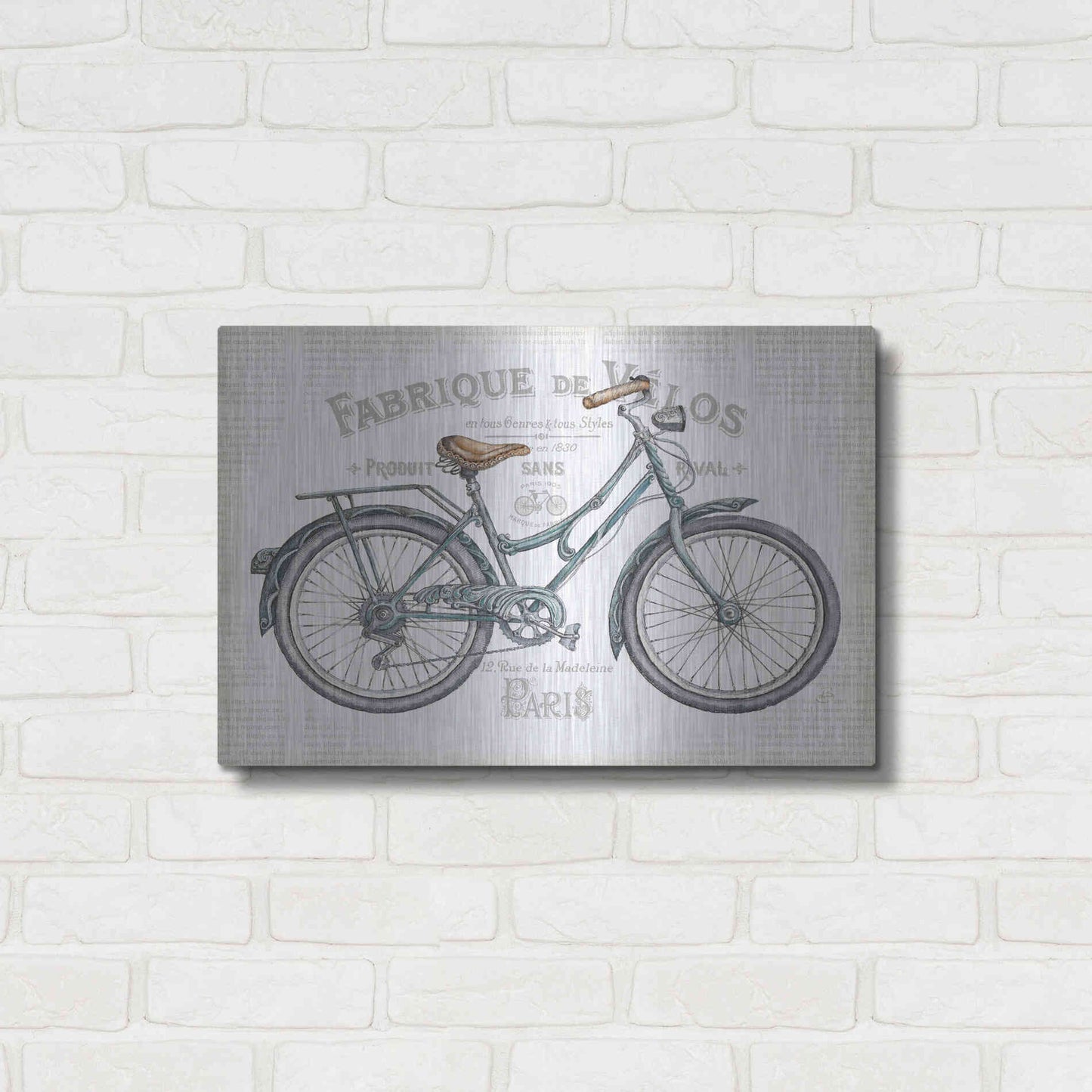 Luxe Metal Art 'Bicycles I v2' by Daphne Brissonet, Metal Wall Art,24x16