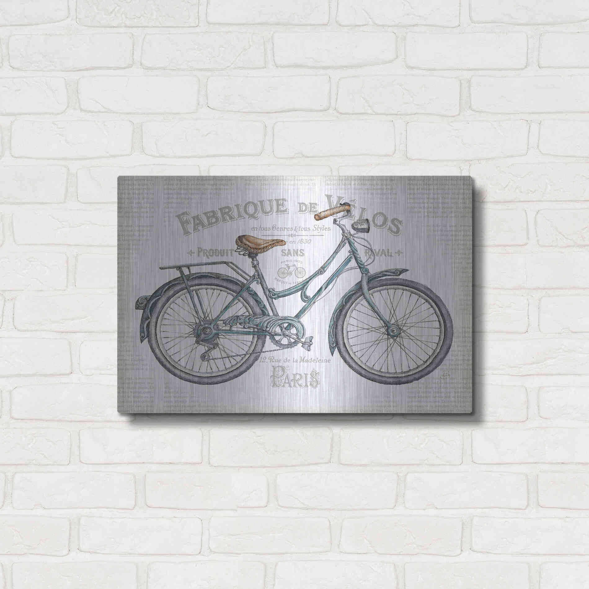 Luxe Metal Art 'Bicycles I v2' by Daphne Brissonet, Metal Wall Art,24x16
