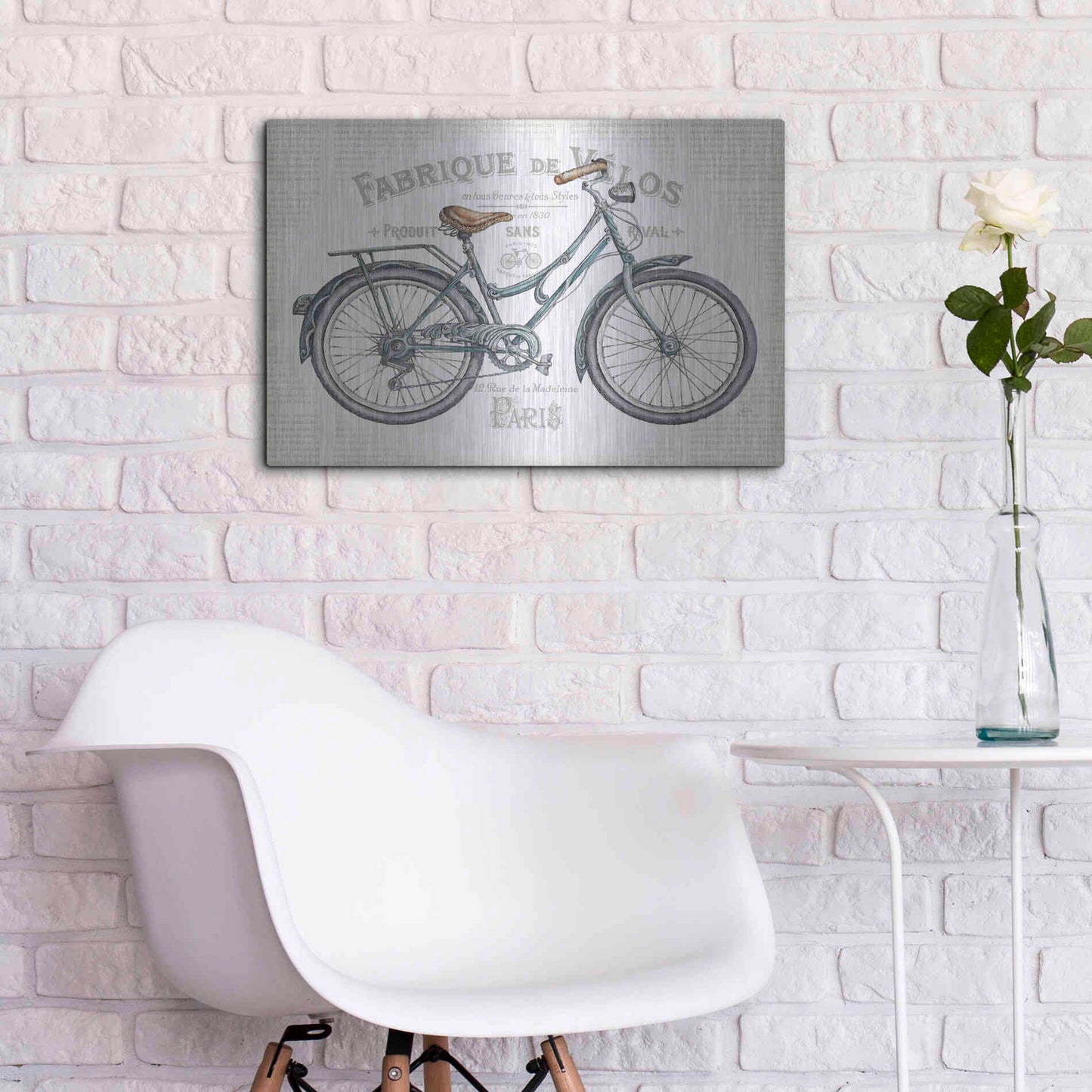 Luxe Metal Art 'Bicycles I v2' by Daphne Brissonet, Metal Wall Art,24x16