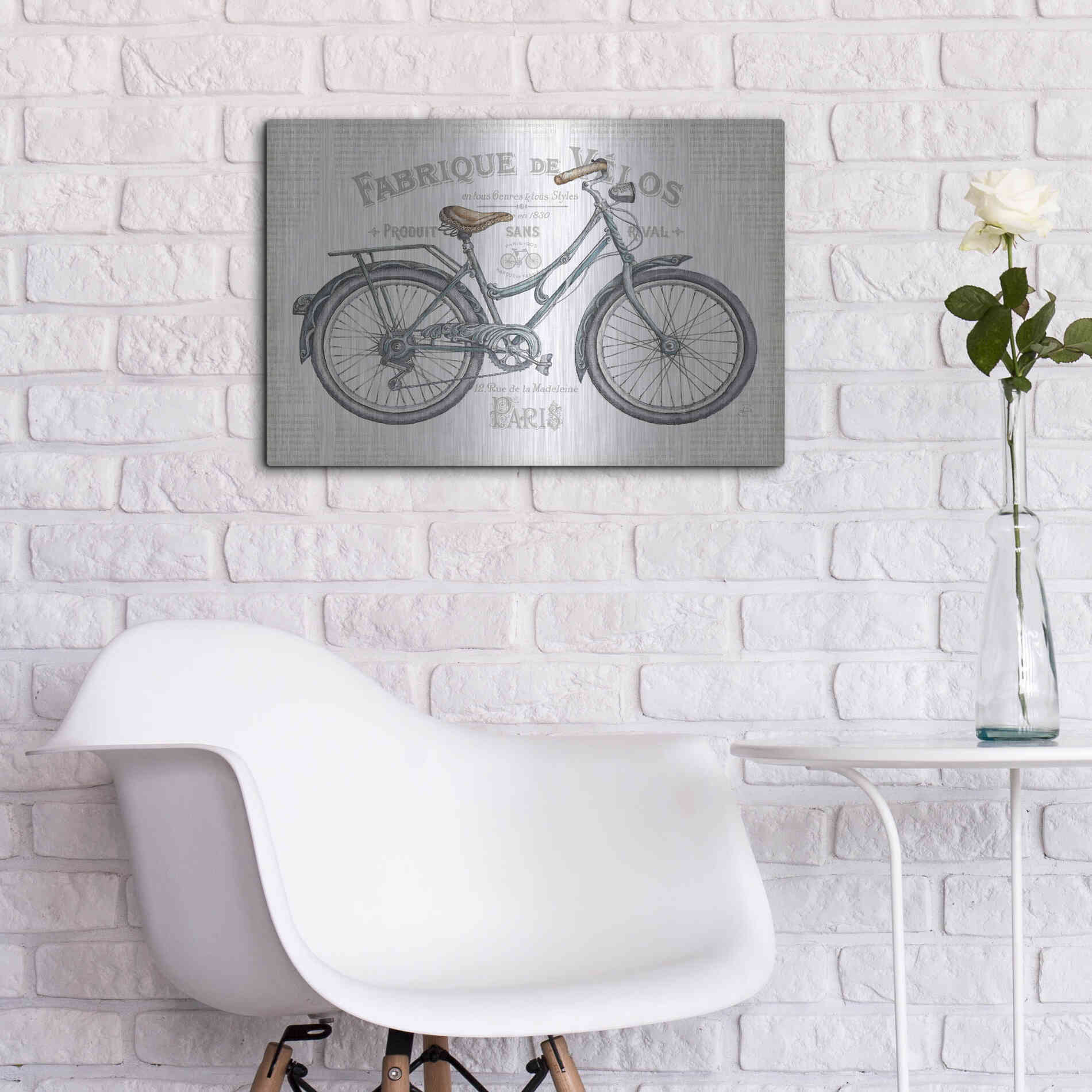Luxe Metal Art 'Bicycles I v2' by Daphne Brissonet, Metal Wall Art,24x16