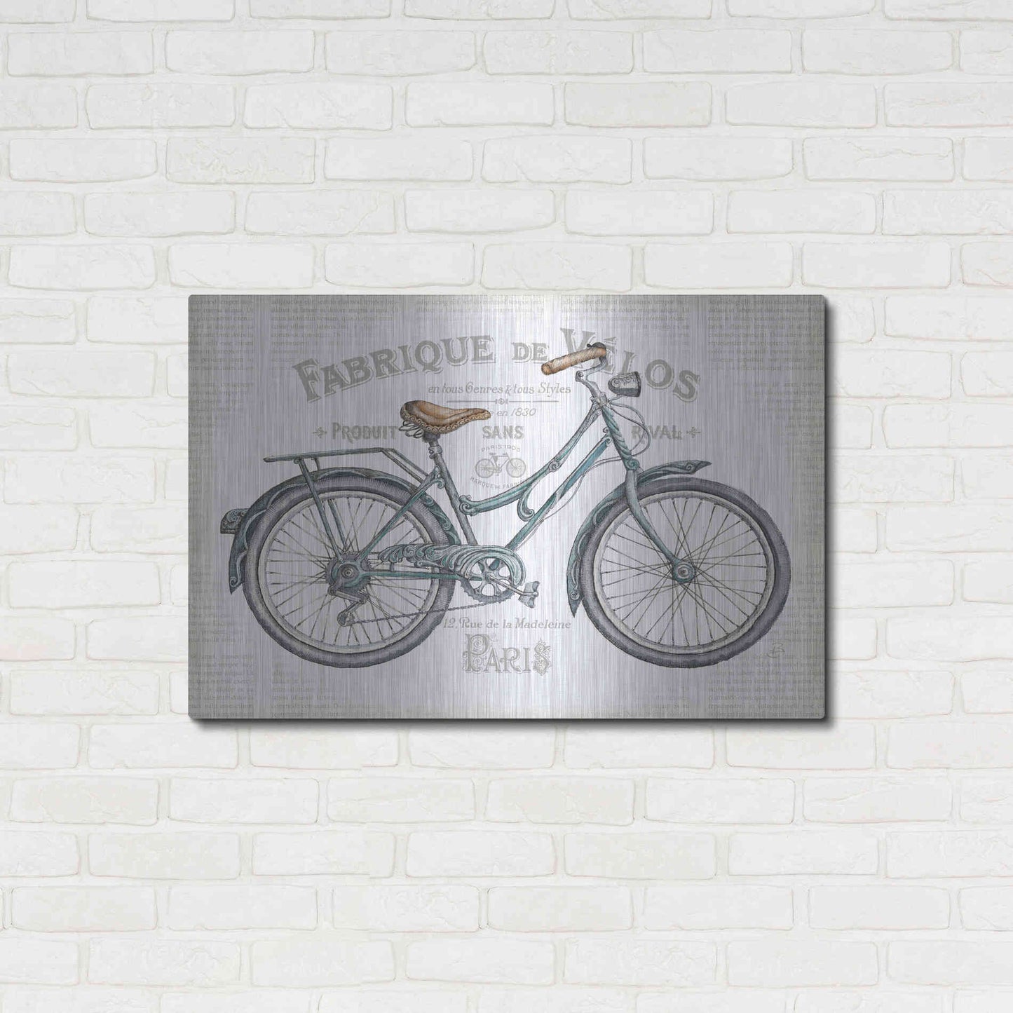 Luxe Metal Art 'Bicycles I v2' by Daphne Brissonet, Metal Wall Art,36x24